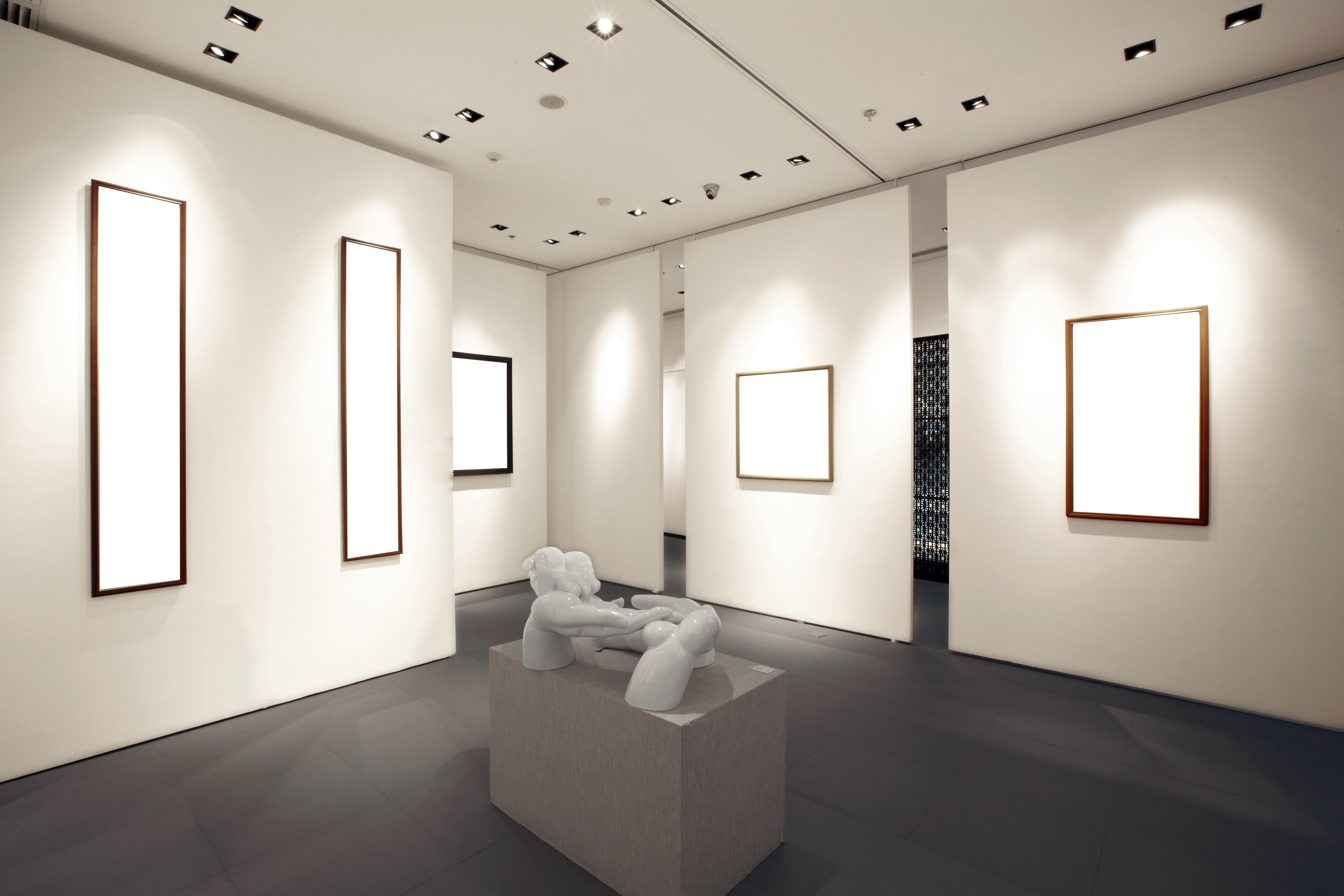 Adjustable trimless recessed lights offer a more polished, clean approach to gallery lighting