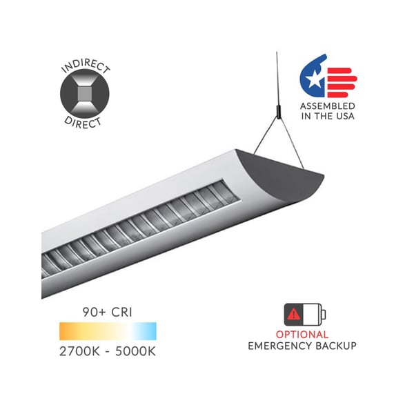 Alcon Lighting 12105-8 Delano Architectural LED Linear Pendant Lighting Direct/Indirect Fixture - 8 Foot