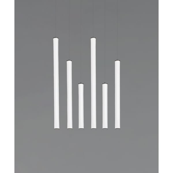 Architectural 6-Light Linear Canopy LED Tube Suspension Light