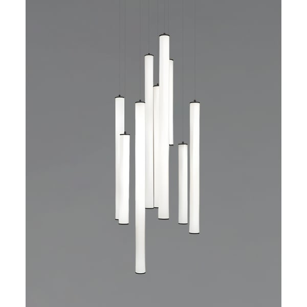 Architectural 9-Light Linear Canopy LED Tube Suspension Light