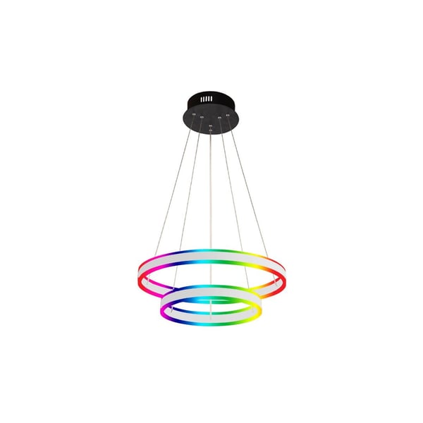 2-Tier Round Chandelier RGBW LED Ring Pendant Up and Down Light
