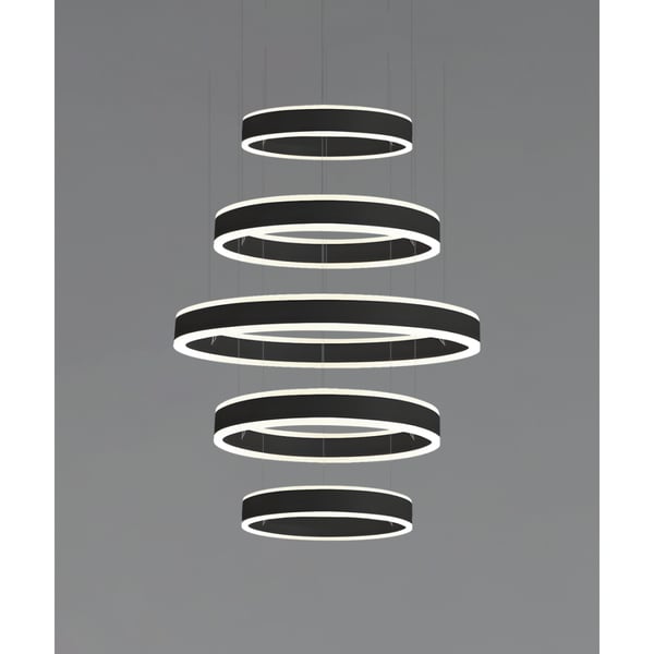 5-Tier Round Chandelier LED Ring Pendant Up and Down Light