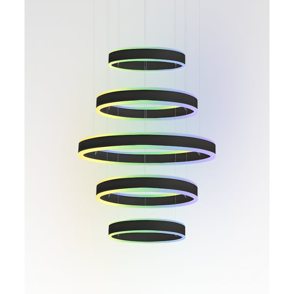 5-Tier Round Chandelier RGBW LED Ring Pendant Up and Down Light