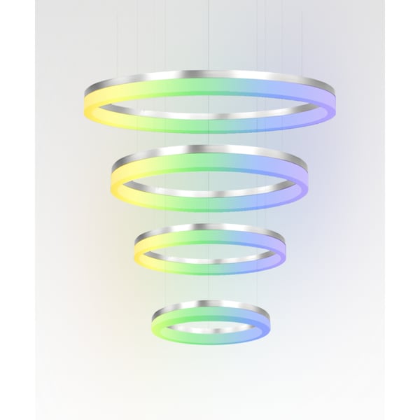 4-Tier RGBW Color-Changing LED Ring Chandelier Pendant Downlight