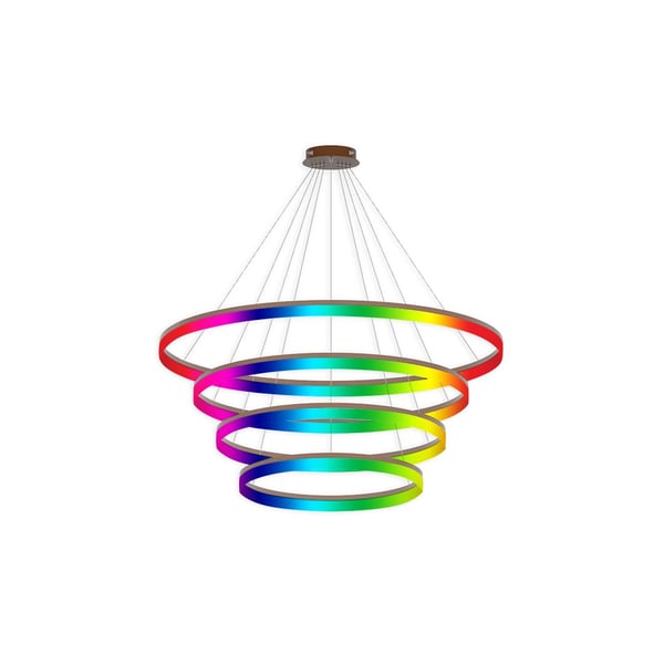 4-Tier RGBW Color-Changing LED Ring Chandelier Pendant Downlight
