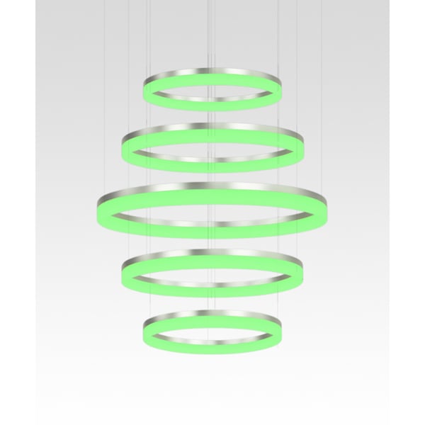 5-Tier RGBW Color-Changing LED Ring Chandelier Pendant Downlight 5-Tier RGBW Color-Changing LED Ring Chandelier Pendant Downlight