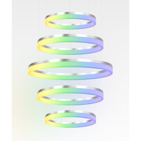 5-Tier RGBW Color-Changing LED Ring Chandelier Pendant Downlight