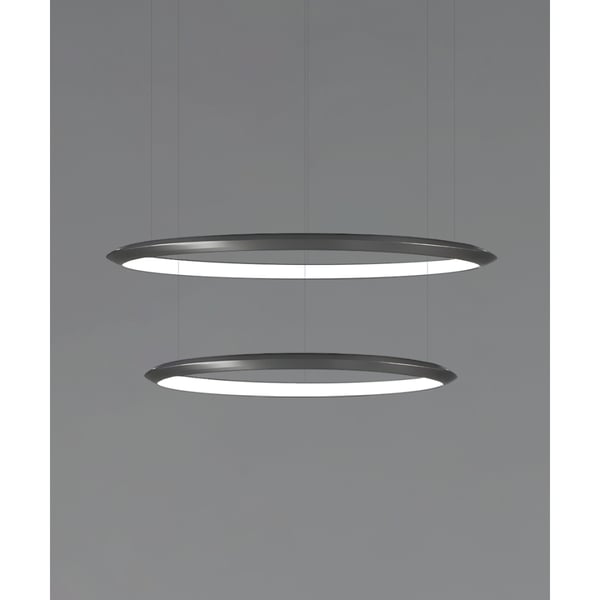 2-Tier Suspended Architectural LED Ring Chandelier