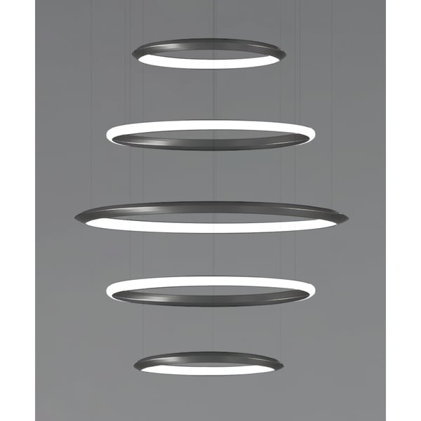 5-Tier Suspended Architectural LED Ring Chandelier