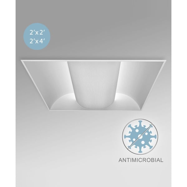 Antimicrobial Low-Profile Center-Basket LED Troffer Light