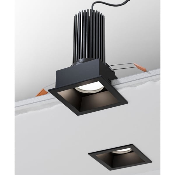 3-Inch Square Adjustable LED Recessed Downlight, Black Trim