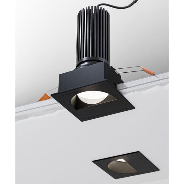 3-Inch Square Wall Wash Adjustable LED Recessed Downlight, Black Trim