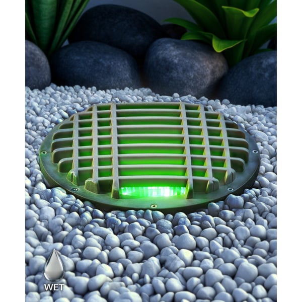 12-Inch In-Ground RGBW LED Well Light with Grill Plate