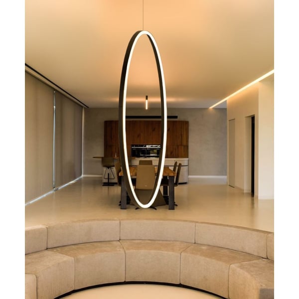 Vertical Large Round Chandelier Slim LED Ring Pendant Light