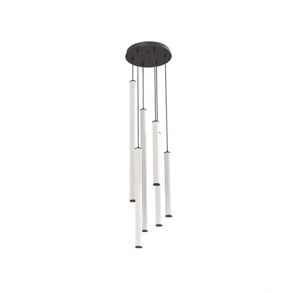 Architectural 6-Light Round Canopy LED Tube Suspension Light