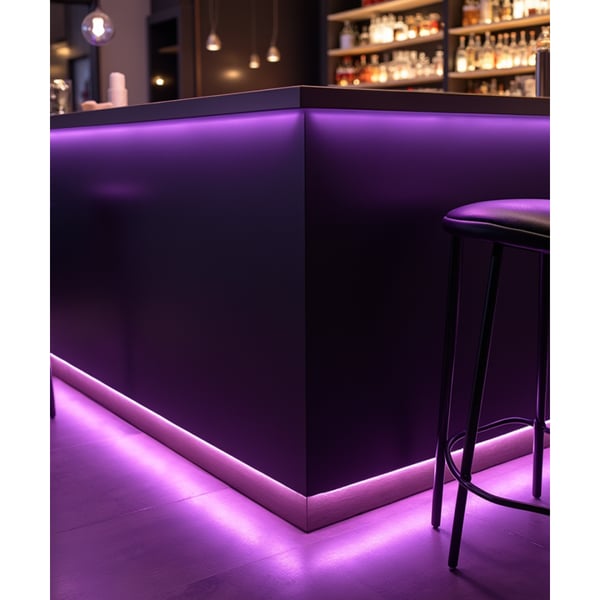 Angled Toe-Kick RGBW Color Changing LED Baseboard Light Strip