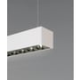 12100-23-P-LVR linear suspension light shown with metal louver, white finish and aircraft cable suspension