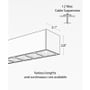 12100-23-LVR line drawing showing 3.1" x 2.8" housing and 12' max cable suspension; various lengths/continuous runs available