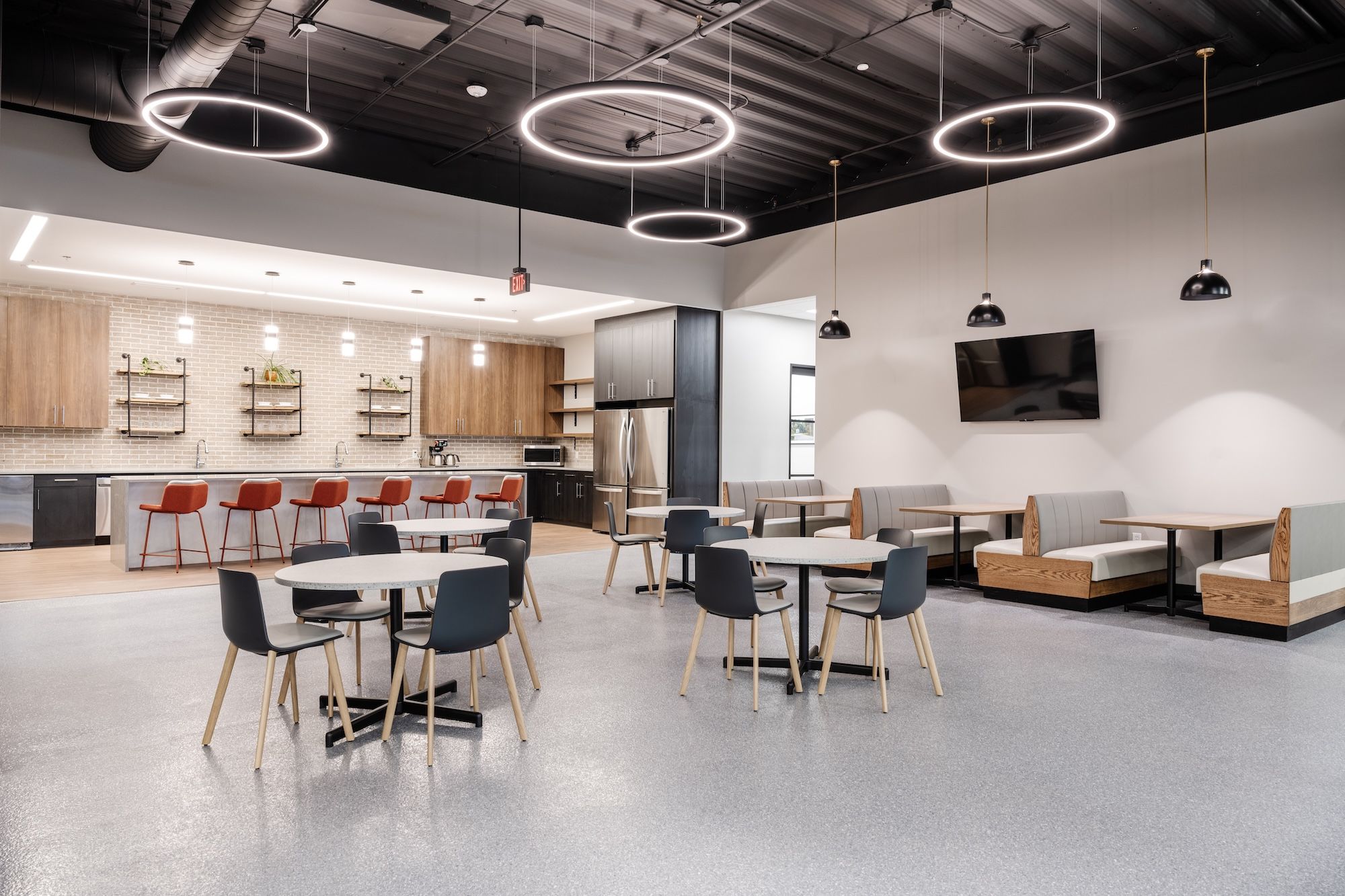 H&M Trucking breakroom offers a homey feel in the warehouse offices.