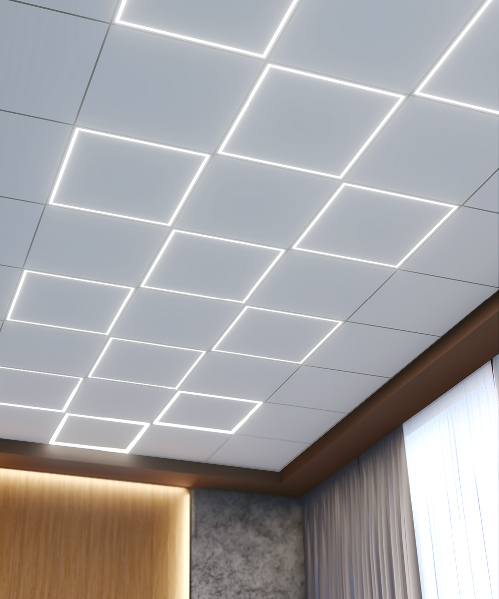 Glow LED-ceiling light 5000lm ¥51,700 Recessed Edge-Lit LED Ceiling Tile Light | Alcon Light 14029