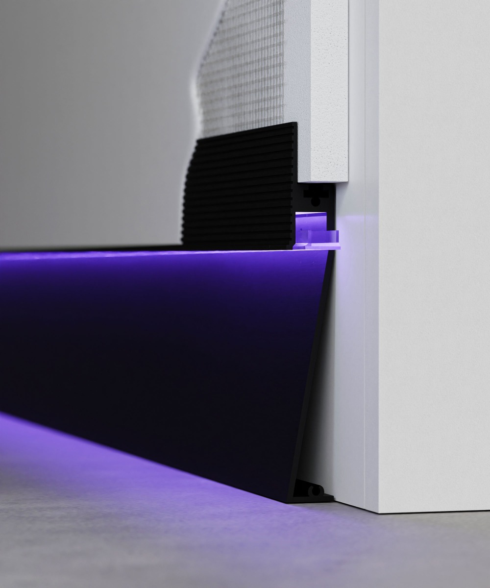 Angled Toe-Kick RGBW LED Baseboard Light – Alcon Lighting 15244-A-RGBW