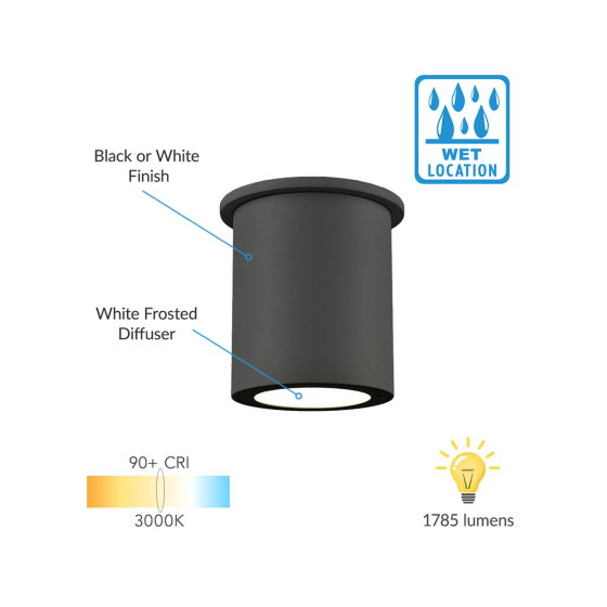 Alcon 11040 Outdoor 4-Inch LED Surface-Mount Cylinder Light