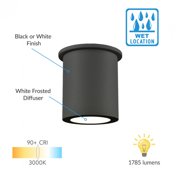 Alcon 11040 Outdoor 4-Inch LED Surface-Mount Cylinder Light