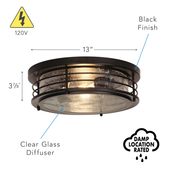 Alcon 11139 13-Inch Industrial Flush Mount Ceiling Light 