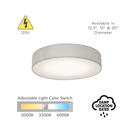 Alcon 11140 Linen LED Flush Mount Ceiling Light