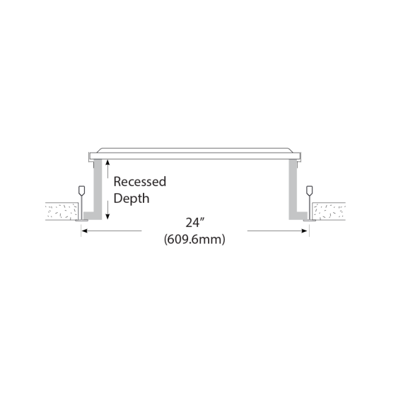 Alcon 11166-R acoustic regressed light shown with pewter finish and regressed lens