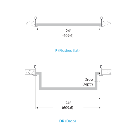 Alcon 11166 acoustic non-lit surface panel shown with pewter finish and recessed panel