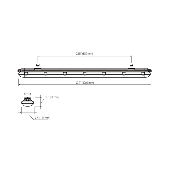 LED Surface Mount Vapor Proof LED Light Fixture - High Efficiency 