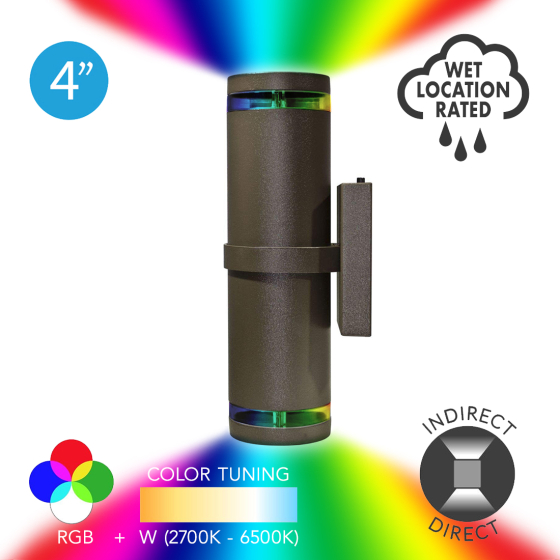 Alcon 11228-RGBW Exterior Wall Mount Cylinder LED Light