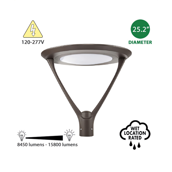 Architectural Modern Double Arm LED Post Light | Selectable Wattage and Color Temperature
