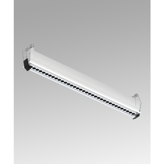Full product image of the 15301-12 micro-optic 12-inch linear light shown with the recessed housing with white trim