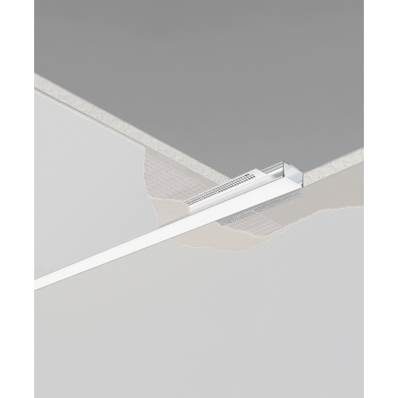 Alcon Lighting's 12100-15-R recessed linear LED light shown with a silver finish and flush trimless lens.