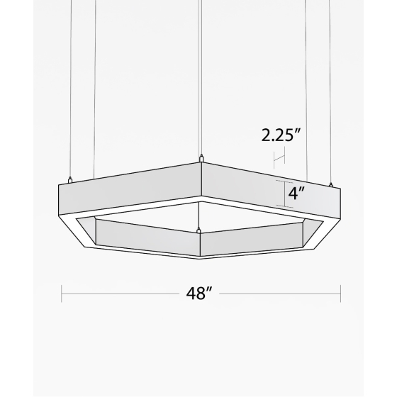 Alcon 12100-20-P-HEX, suspended commercial pendant light shown in black finish and with a flush trim-less lens.