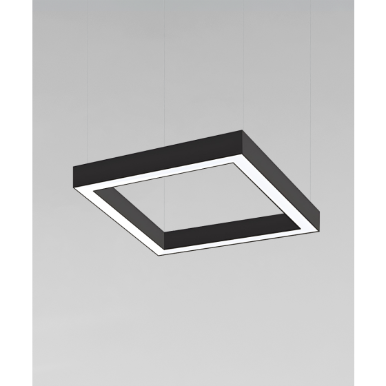 Alcon Lighting's 12100-20-SQ-P square pendant light shown with a black finish and a flushed lens.