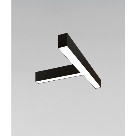 Alcon 12100-20-P-T T-shaped suspended pendant light shown in black finish with a flushed lens.