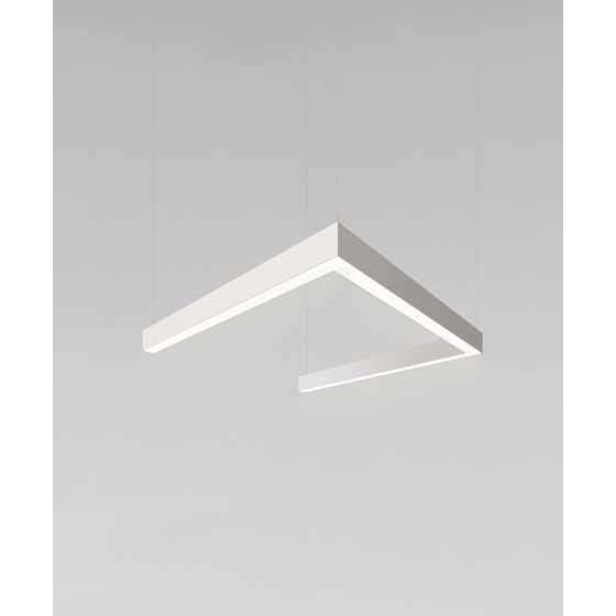 12100-20-U-P, U shaped suspended pendant light shown with white finish and flush lens