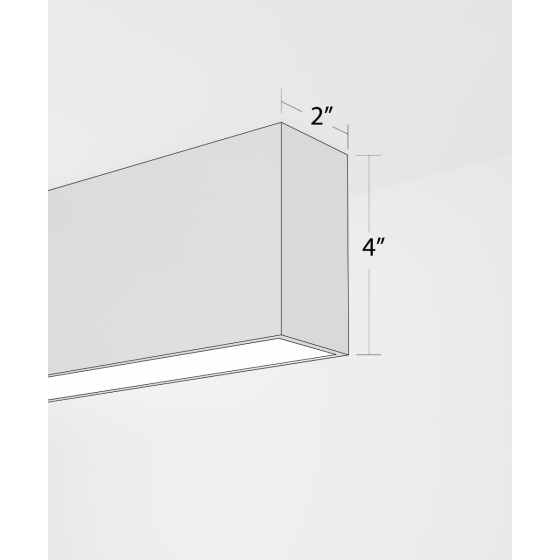 Alcon 12100-20-S, surface linear ceiling light shown in white finish and with a flush trim-less lens.