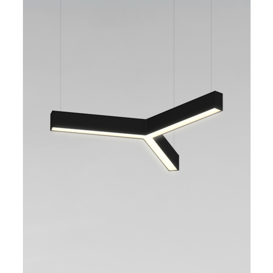 Alcon 12100-20-Y, suspended commercial pendant light shown in black finish and with a flush trim-less lens.