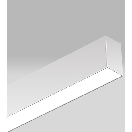 Alcon 12100-22-S, surface linear ceiling light shown in silver finish and with a flush trim-less lens.
