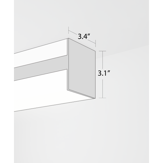 Alcon 12100-3-S, surface linear ceiling light shown in red finish and with a flush wrapping trim-less lens.