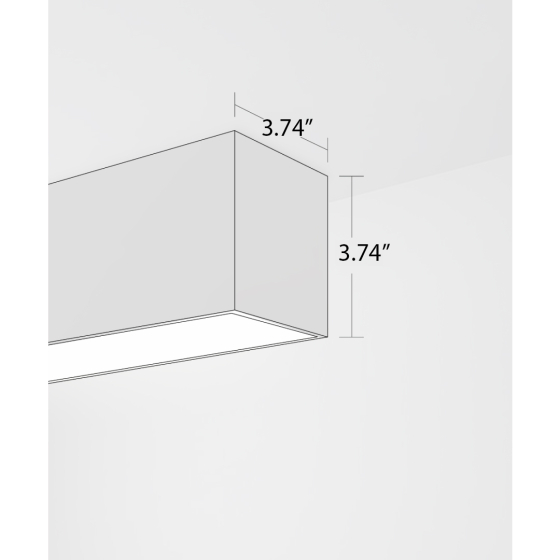 Alcon 12100-33-S, surface linear ceiling light shown in silver finish and with a flush trim-less lens.