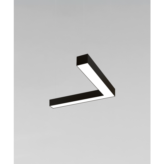 Alcon 12100-40-P-L L-Shaped pendant light shown with black finish and a flushed lens.