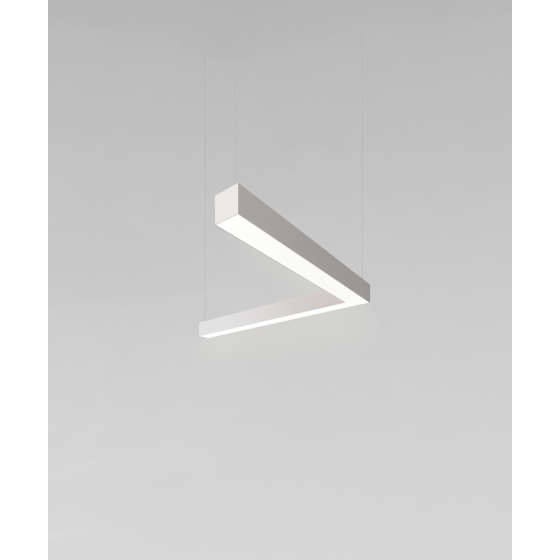 Alcon 12100-40-P-L L Shaped pendant light shown with white finish and a flushed lens.