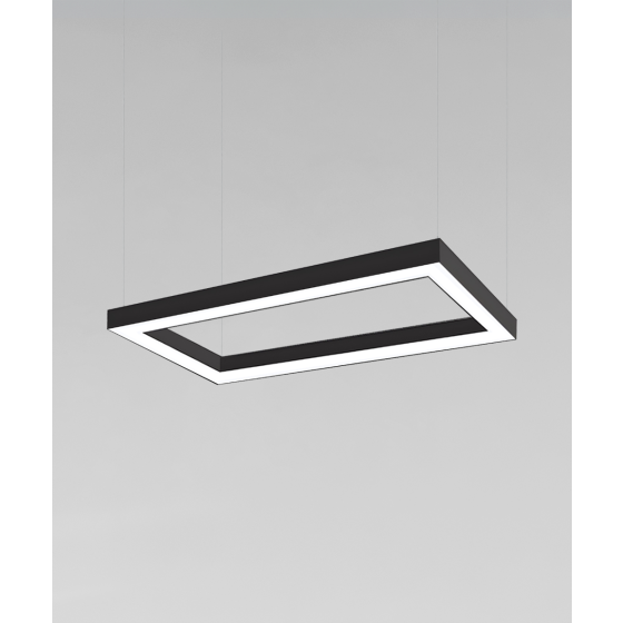 Alcon 12100-40-P-RC rectangular shaped pendant light shown in with black finish and a flushed lens.