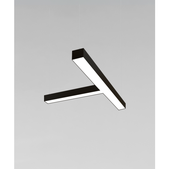 Alcon 12100-40-P-T, T shaped pendant light shown in with black finish and a flushed lens.