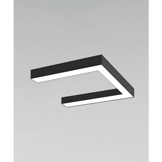 Alacon 12100-40-P-U, U-shaped pendant light shown in with black finish and a flushed lens.